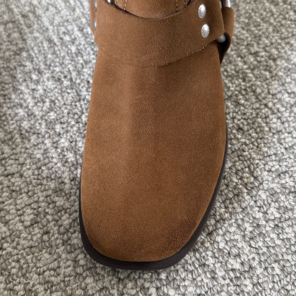 New COACH Tara Moto Suede Leather Tan Boots 5 Shoes - Picture 10 of 17